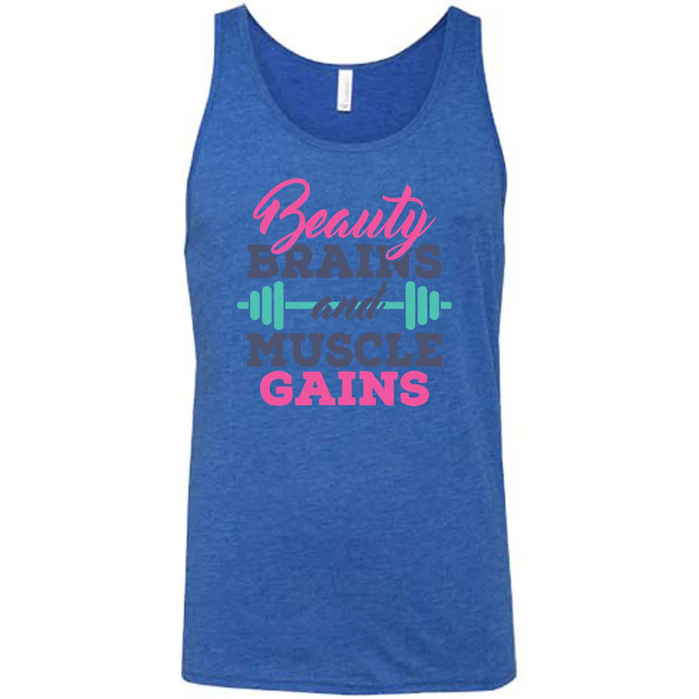 Beauty Brains & Muscle Gains Shirt Unisex - Image 4