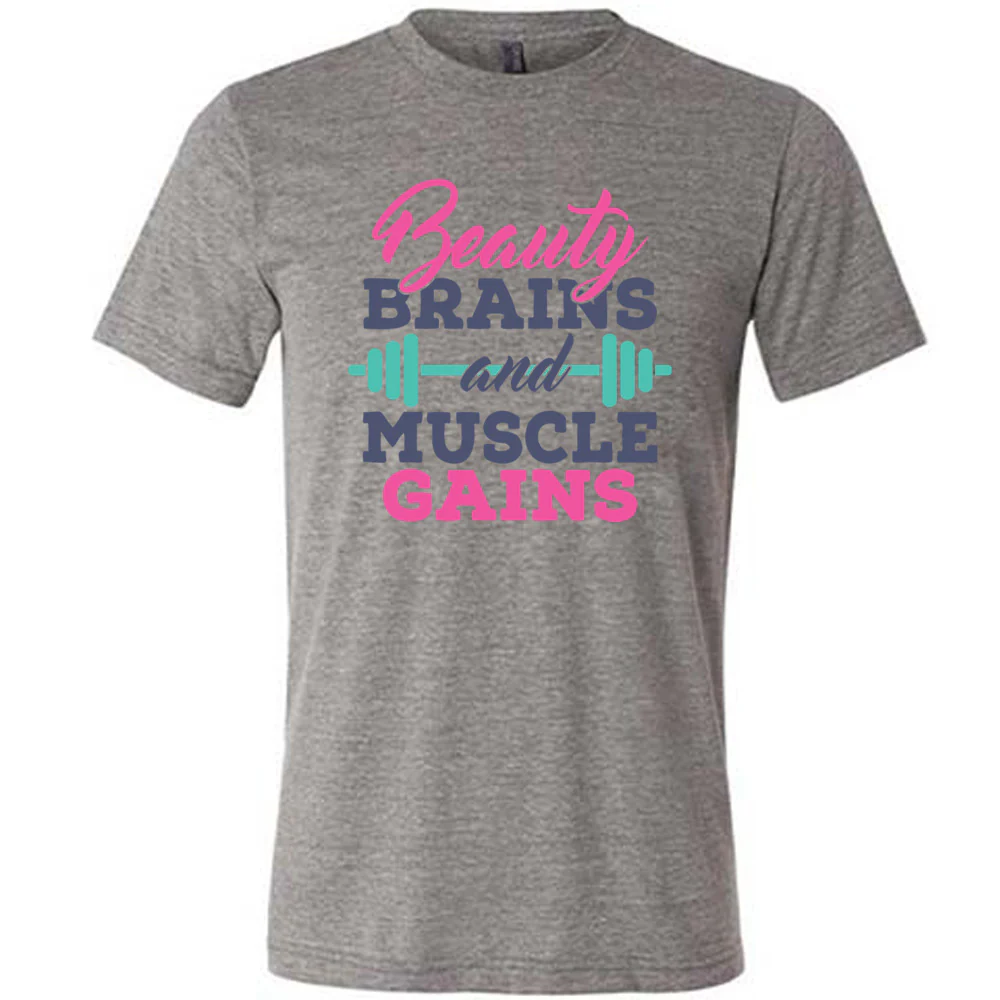 Beauty Brains & Muscle Gains Shirt Unisex - Image 7