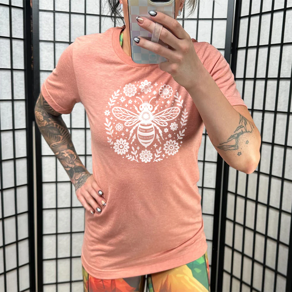 Bee and Flowers BOHO Shirt Unisex - Image 11