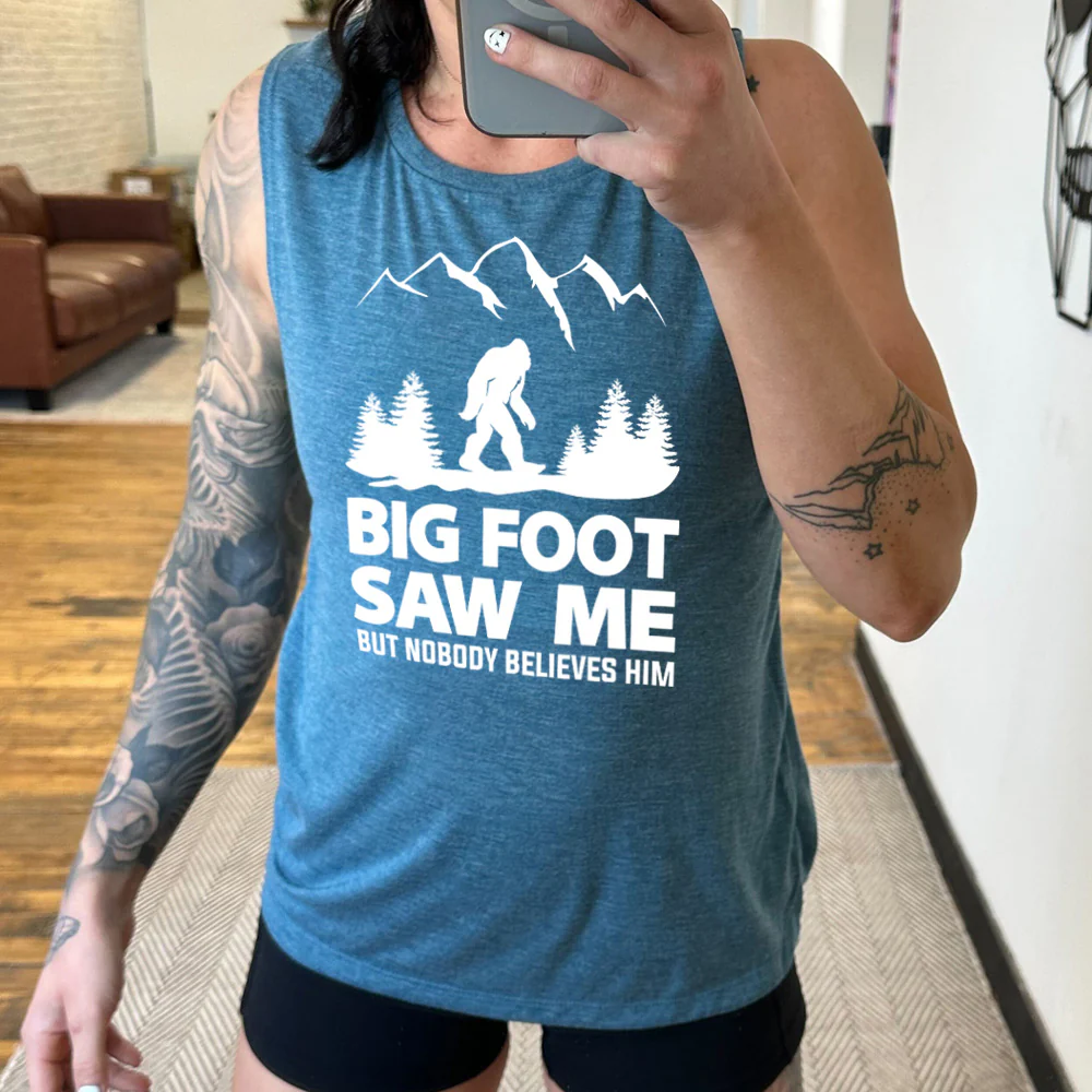 Bigfoot Saw Me But Nobody Believes Him Muscle Tank - Image 2