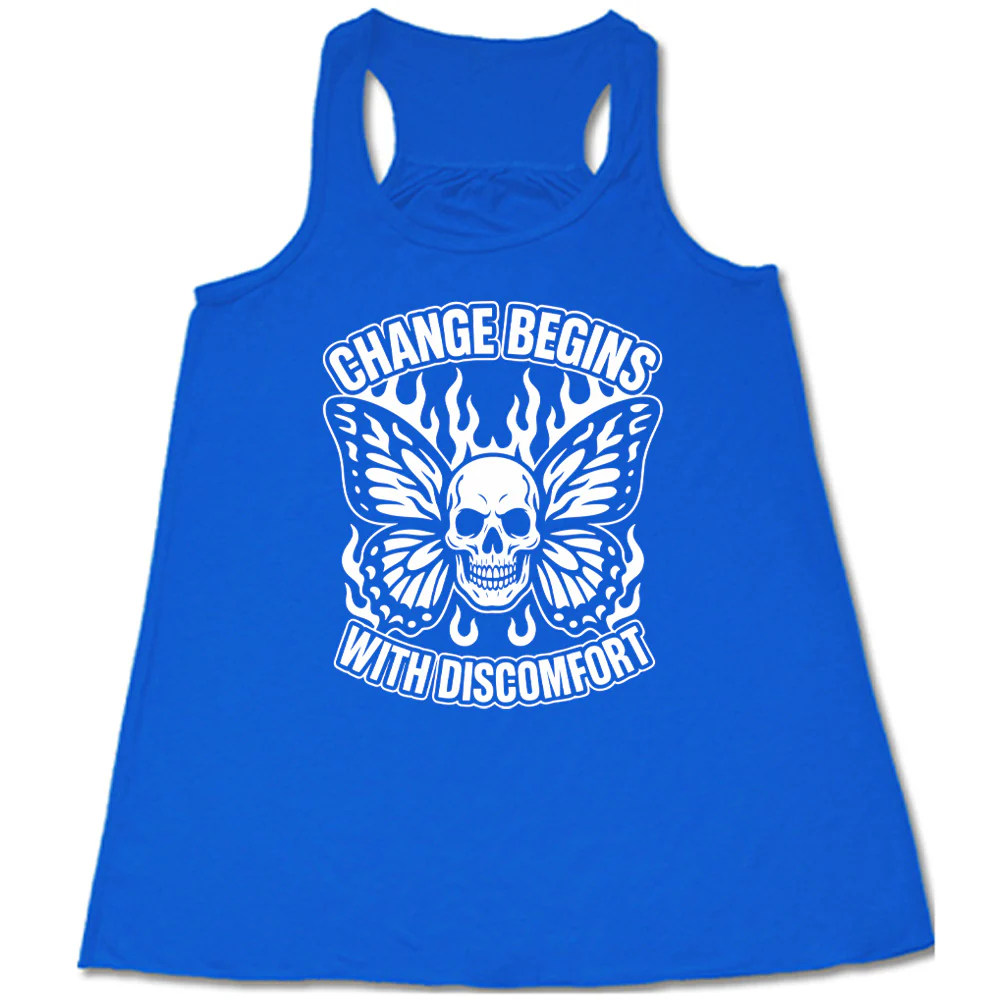 Change Begins with Discomfort Skull Butterfly Shirt - Image 3