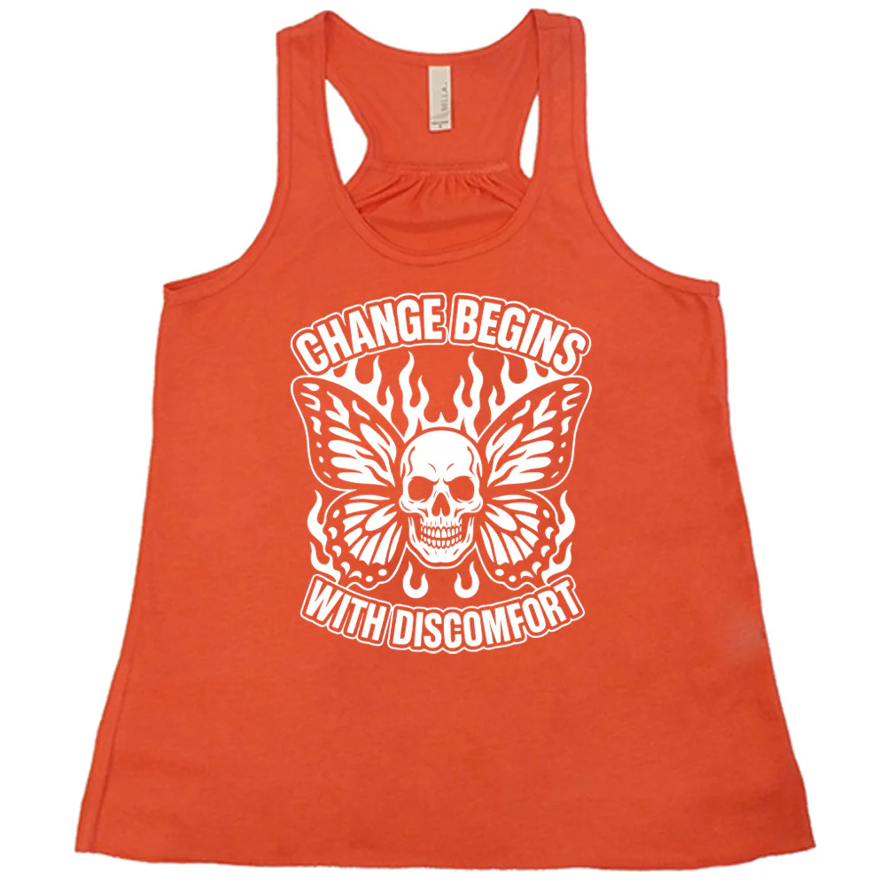 Change Begins with Discomfort Skull Butterfly Shirt - Image 4