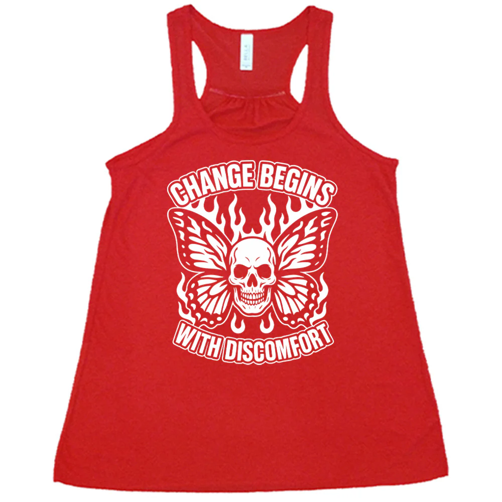 Change Begins with Discomfort Skull Butterfly Shirt - Image 5