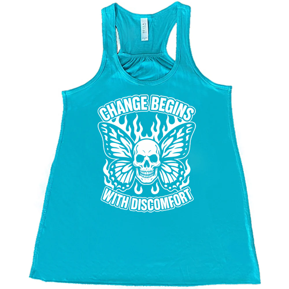 Change Begins with Discomfort Skull Butterfly Shirt - Image 6