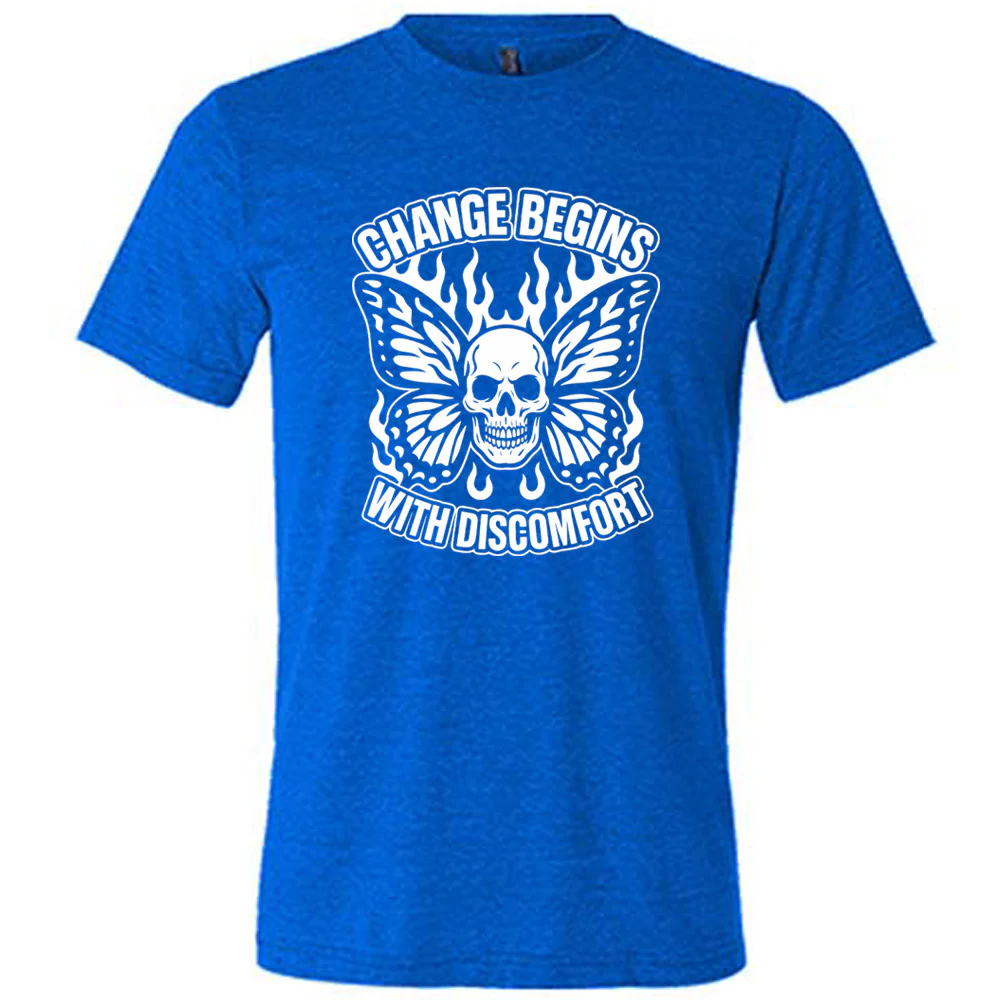 Change Begins with Discomfort Skull Butterfly Shirt Unisex - Image 3