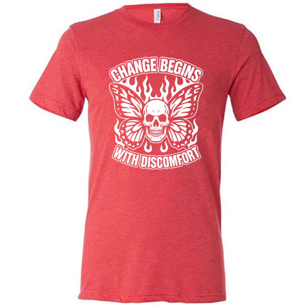 Change Begins with Discomfort Skull Butterfly Shirt Unisex - Image 5