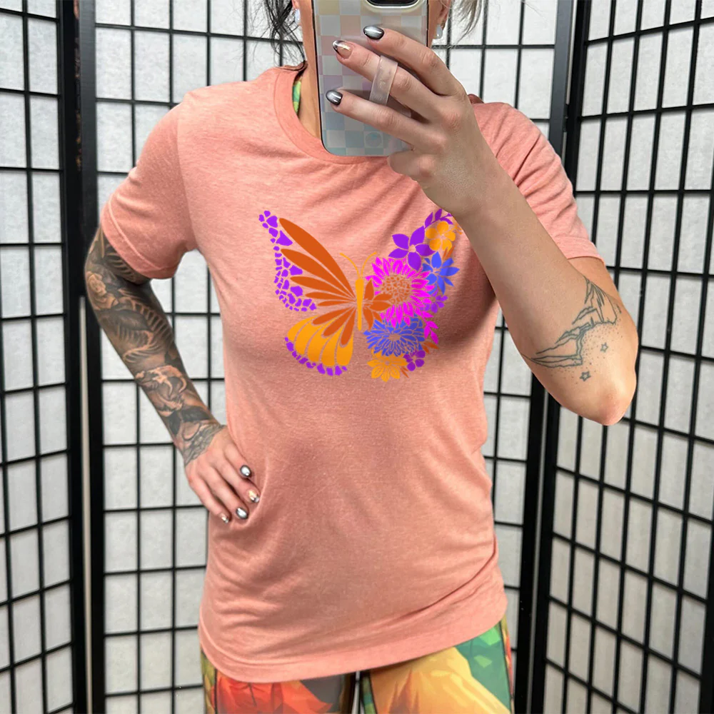 Colorful Floral Butterfly Shirt Unisex - Image 11