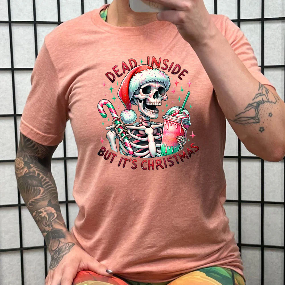 Dead Inside But Its Christmas Skeleton Shirt Unisex - Image 11