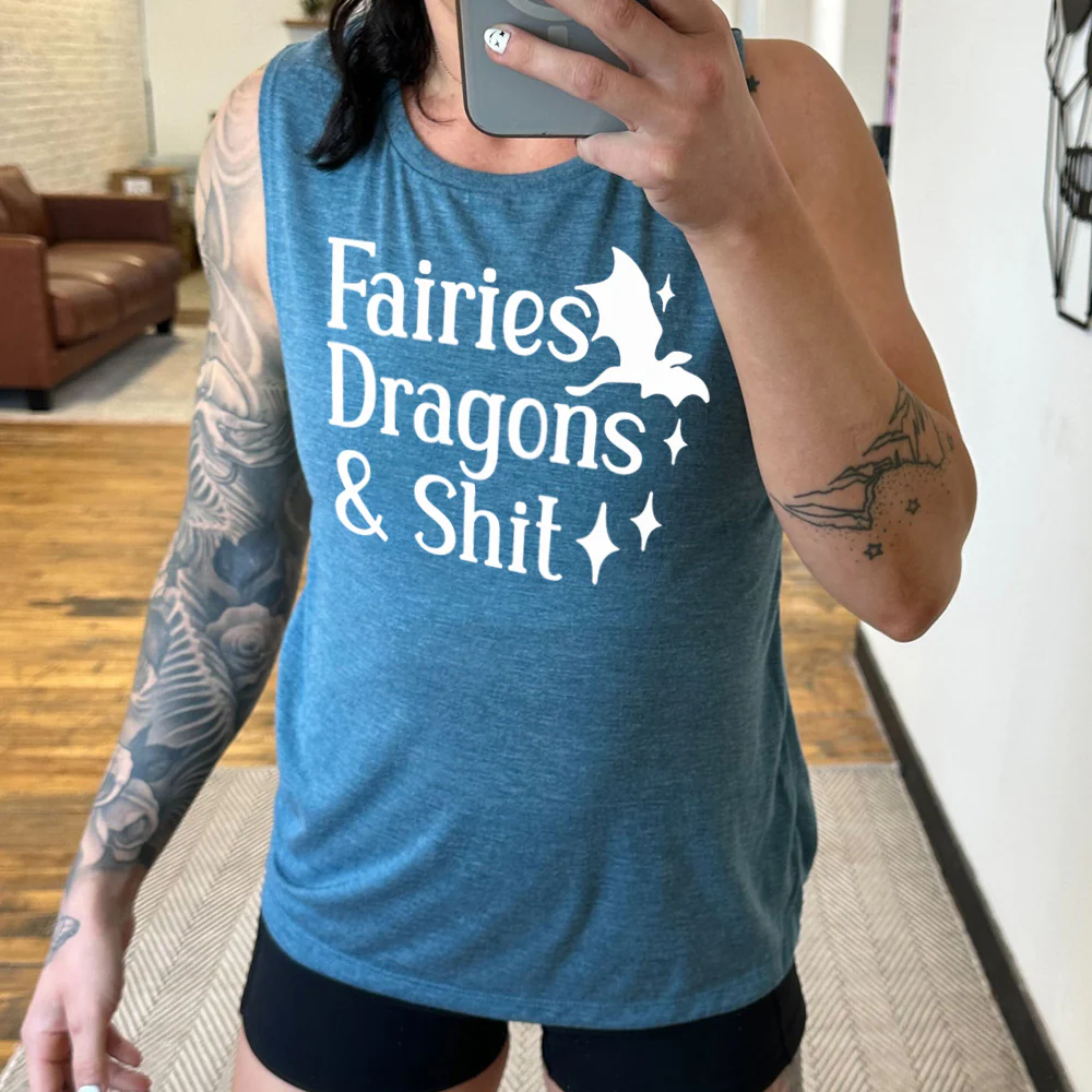 Fairies Dragons & Shit Muscle Tank - Image 2