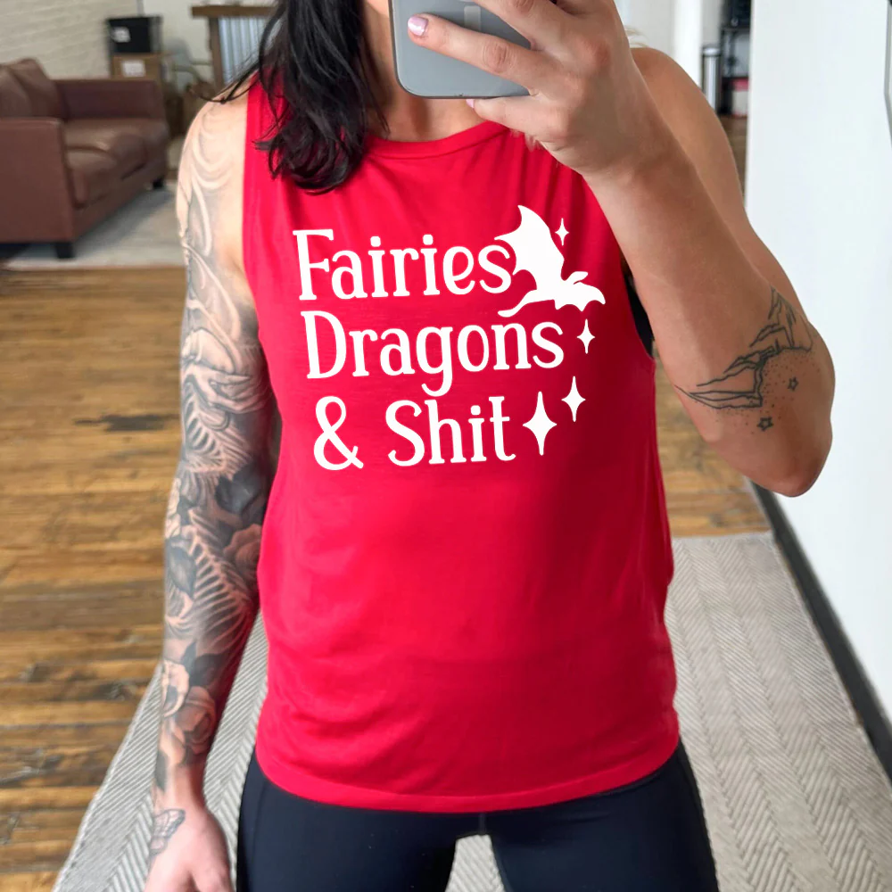 Fairies Dragons & Shit Muscle Tank - Image 3