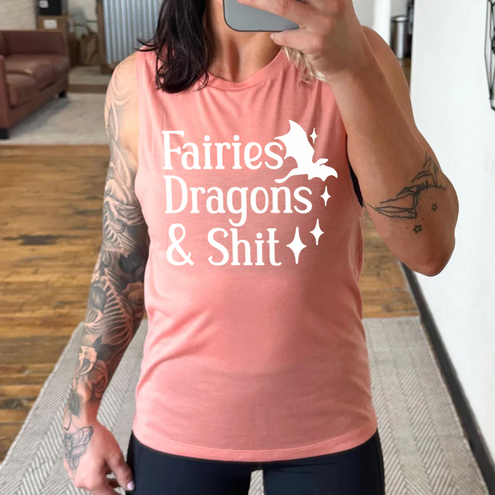 Fairies Dragons & Shit Muscle Tank - Image 4