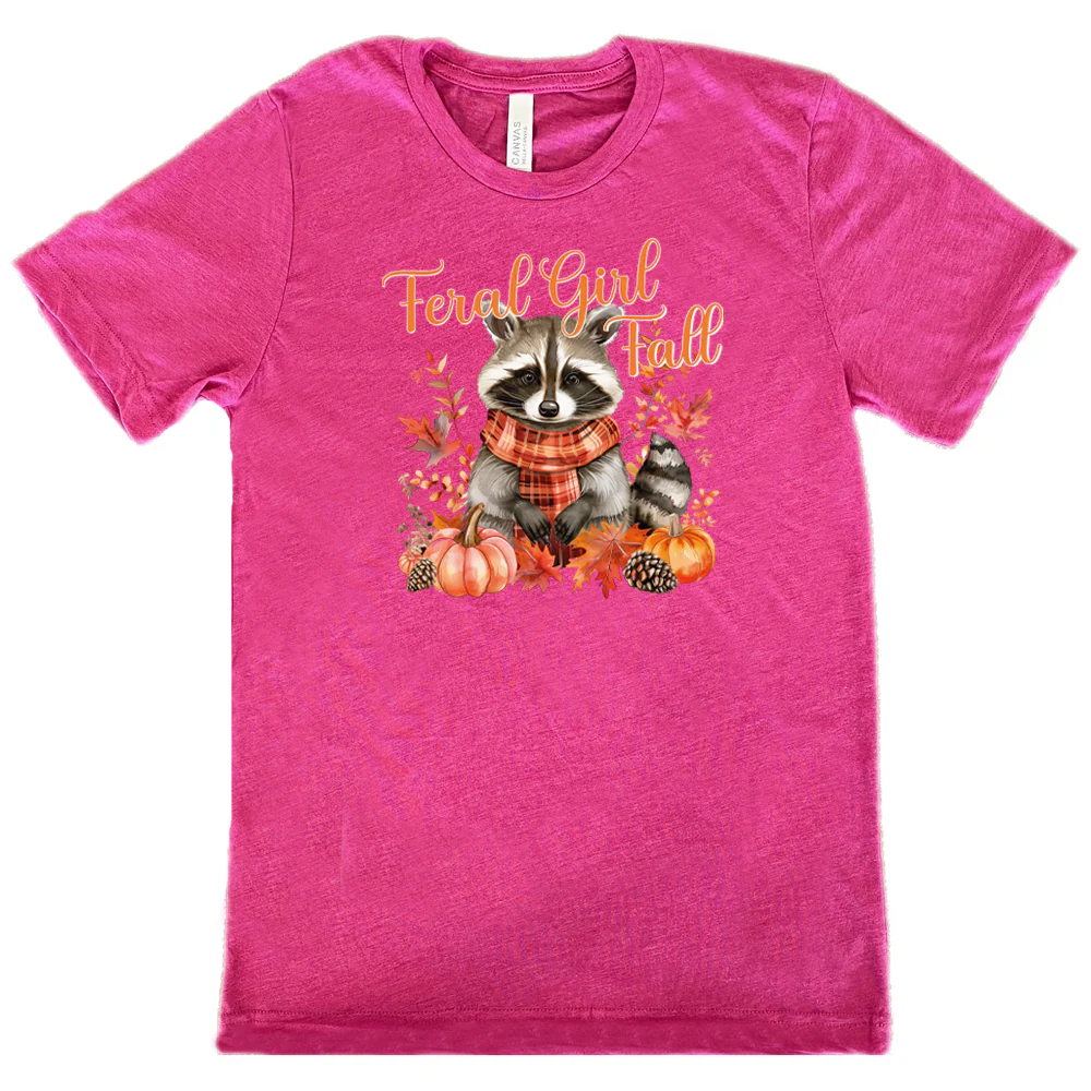 Feral Girl Fall Raccoon Shirt Unisex - Image 10