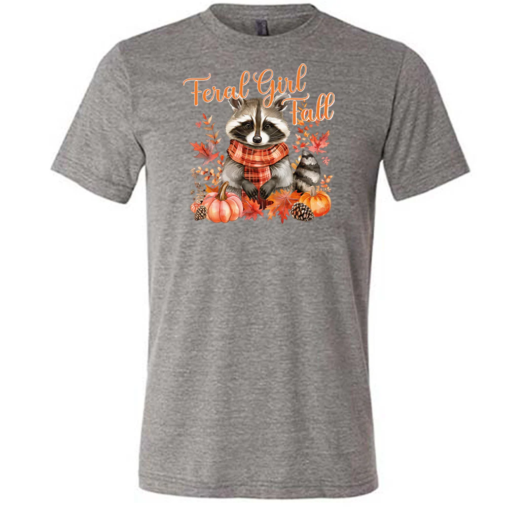 Feral Girl Fall Raccoon Shirt Unisex - Image 8