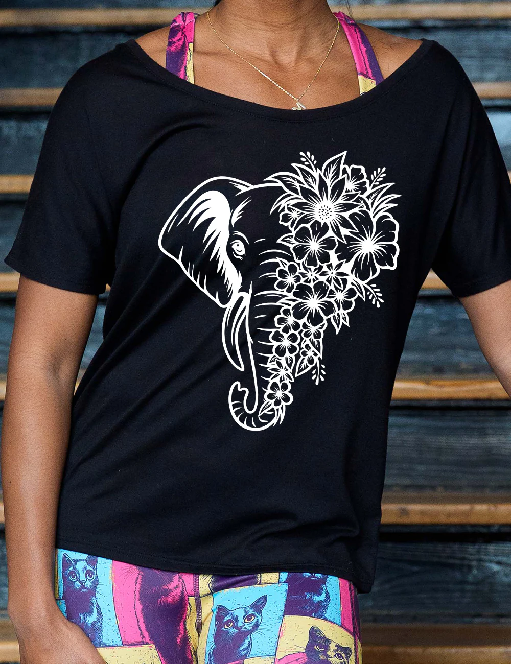 Floral Elephant | Slouchy Tee