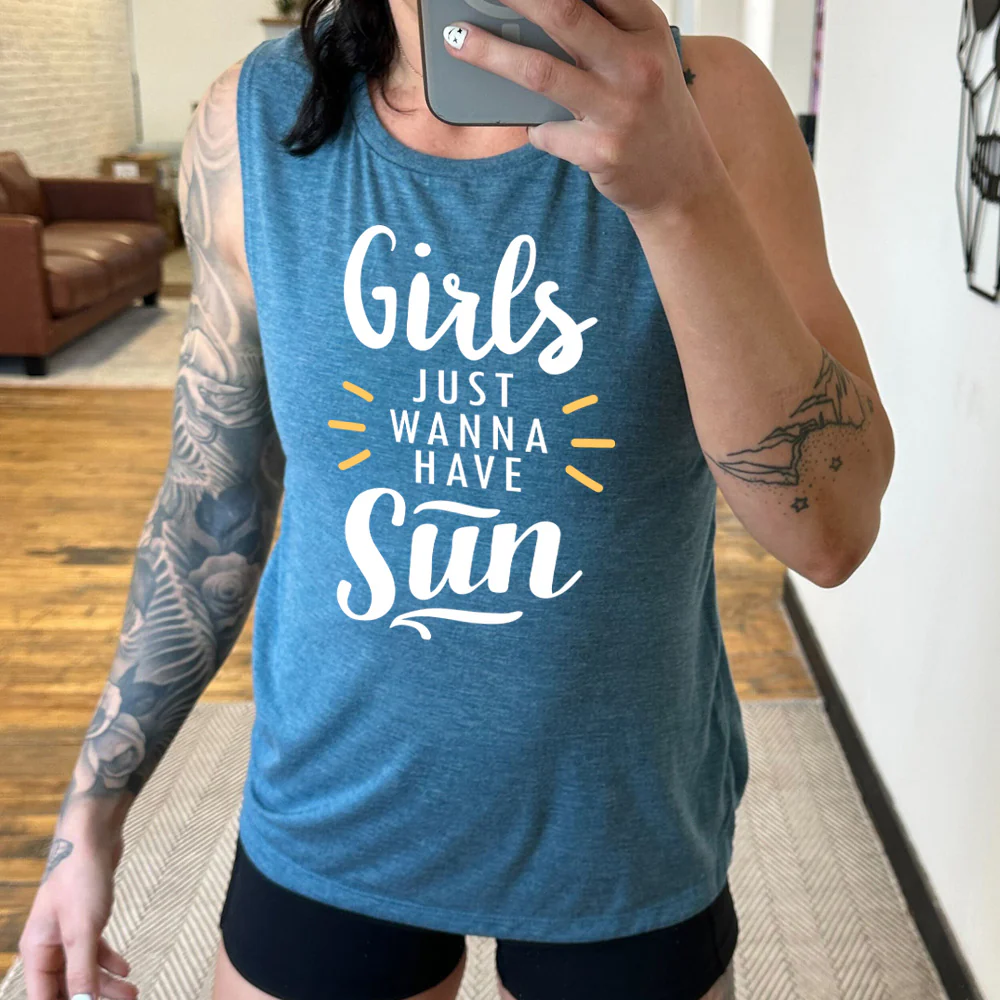 Girls Just Wanna Have Sun Muscle Tank - Image 2