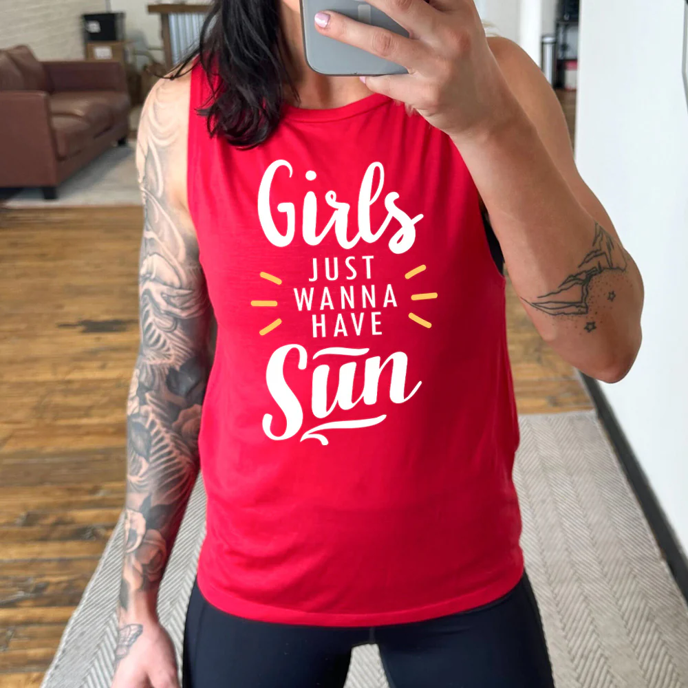 Girls Just Wanna Have Sun Muscle Tank - Image 3