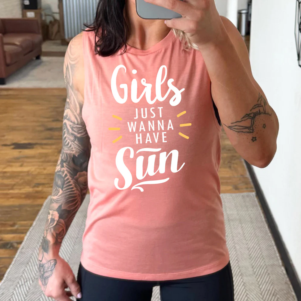 Girls Just Wanna Have Sun Muscle Tank - Image 4