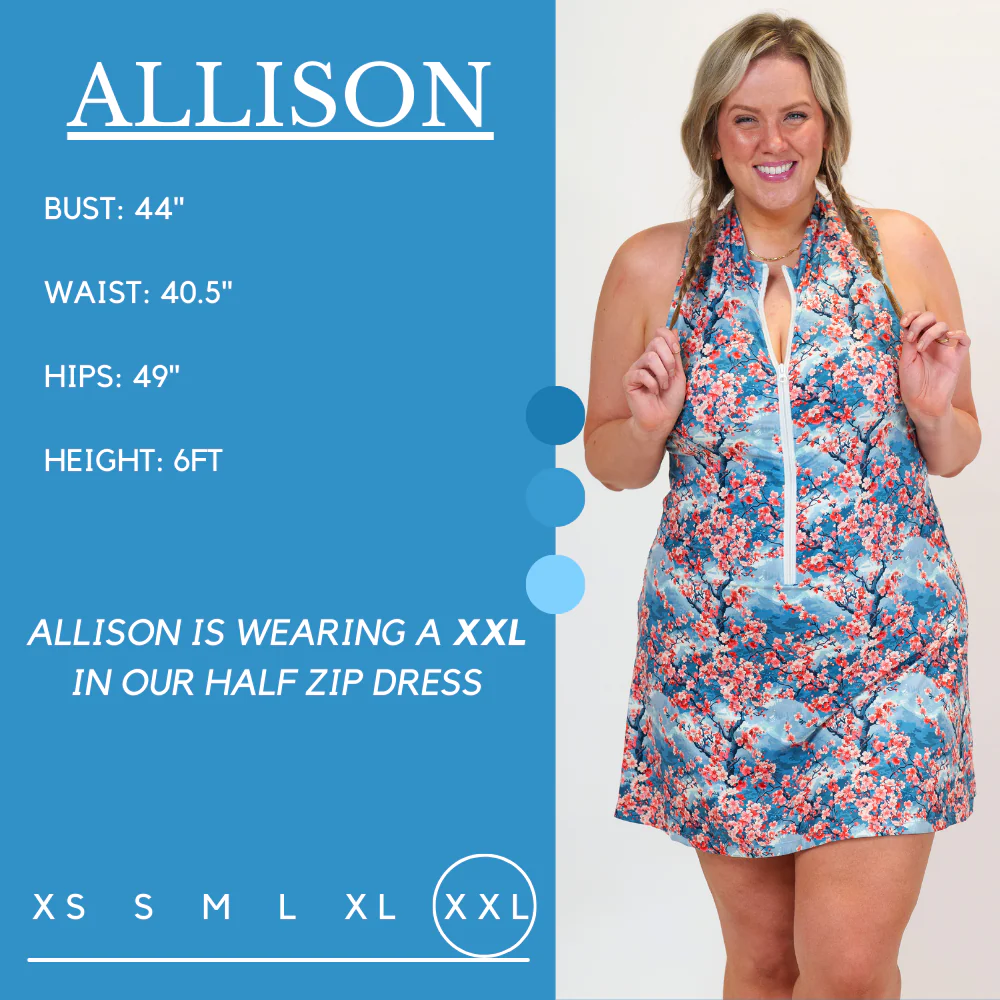 Half Zip Dress | Cherry Blossoms - Image 9