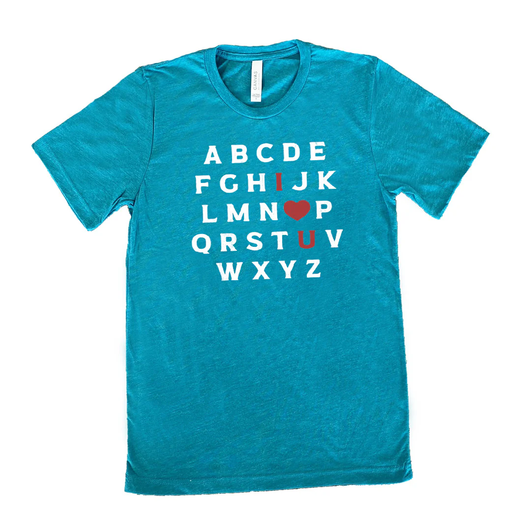 I Heart U Alphabet Shirt Unisex - Image 10