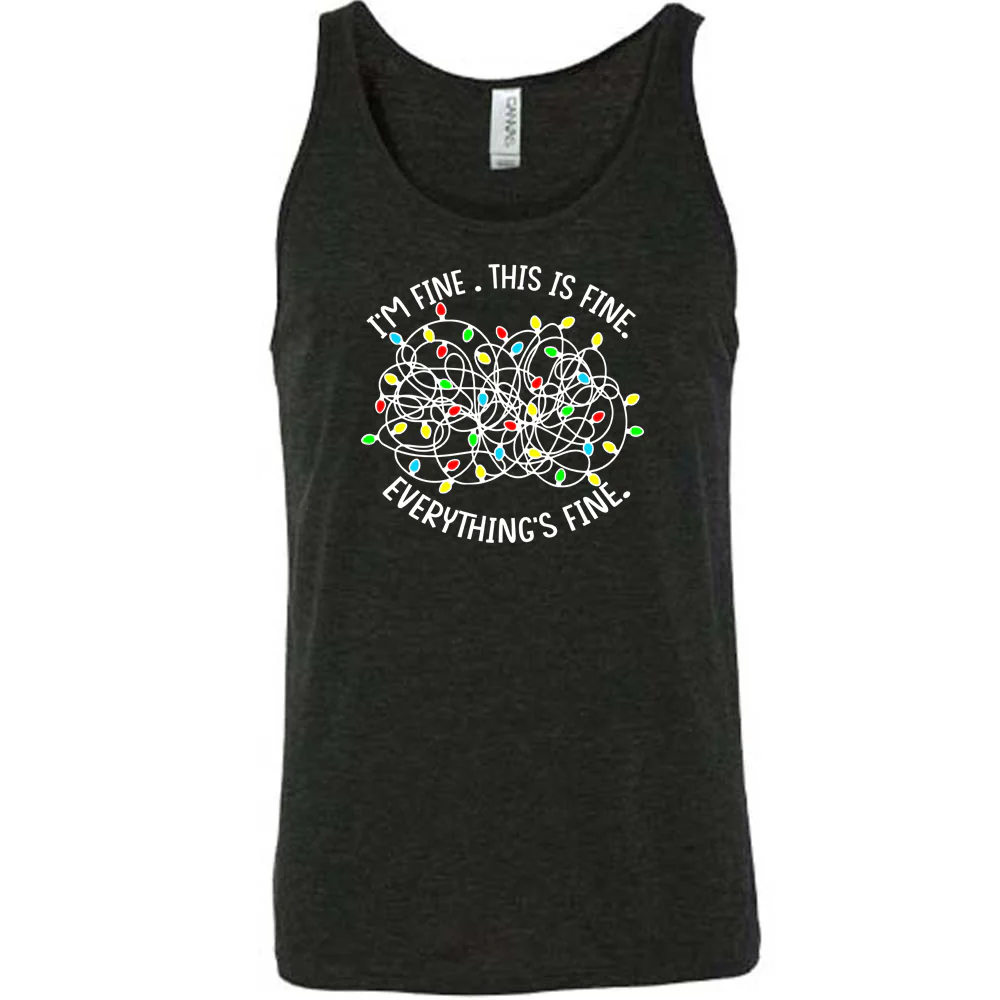 I'm Fine. This Is Fine. Everything's Fine. Christmas Lights Shirt Unisex - Image 2