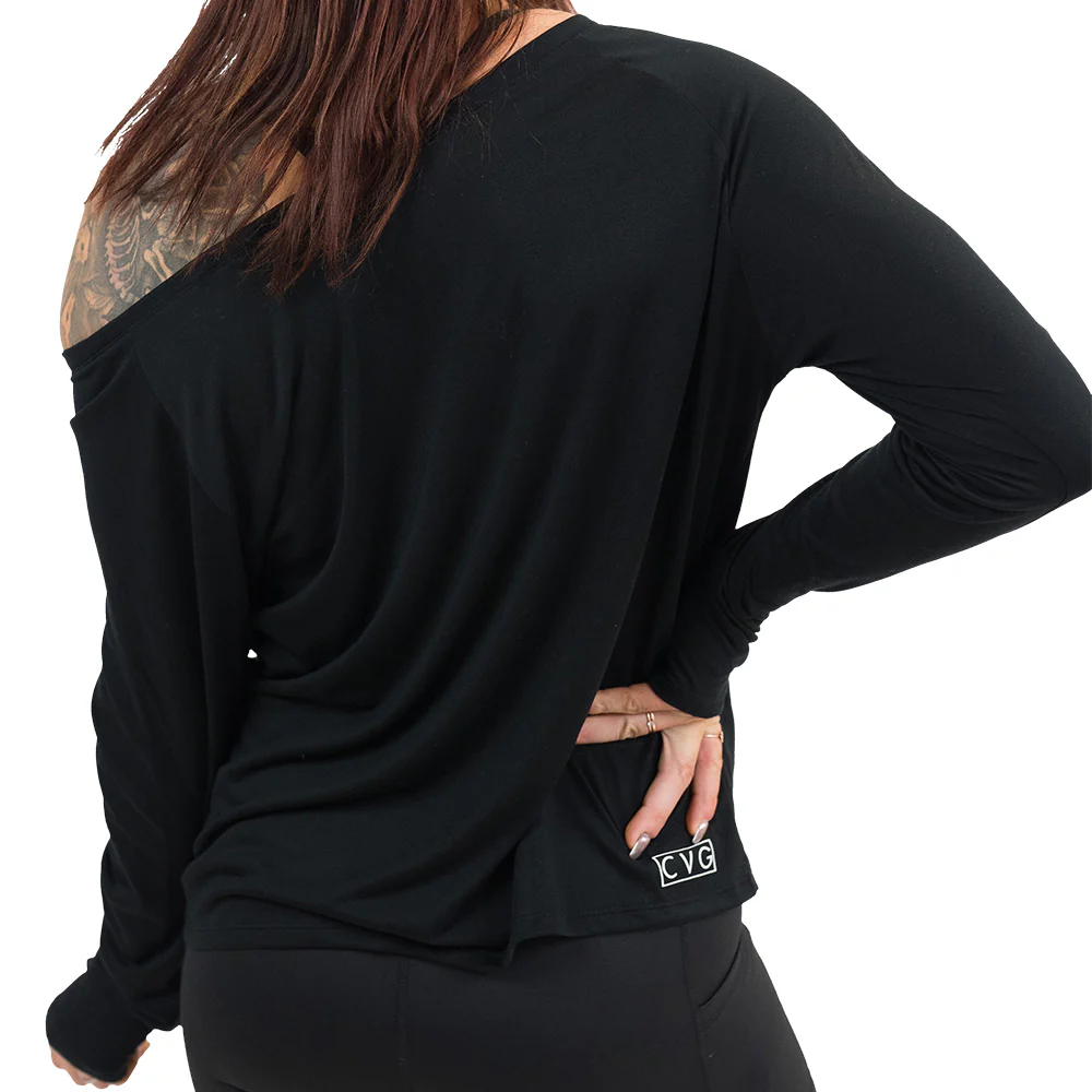 Long Sleeve Slouchy Tee | Black - Image 6