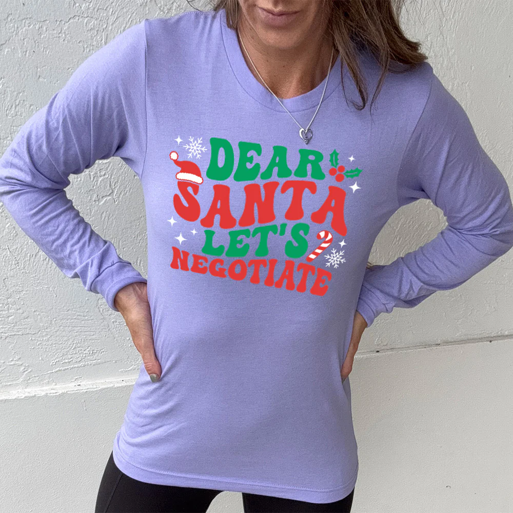 Long Sleeve Tee | Dear Santa Lets Negotiate - Image 3