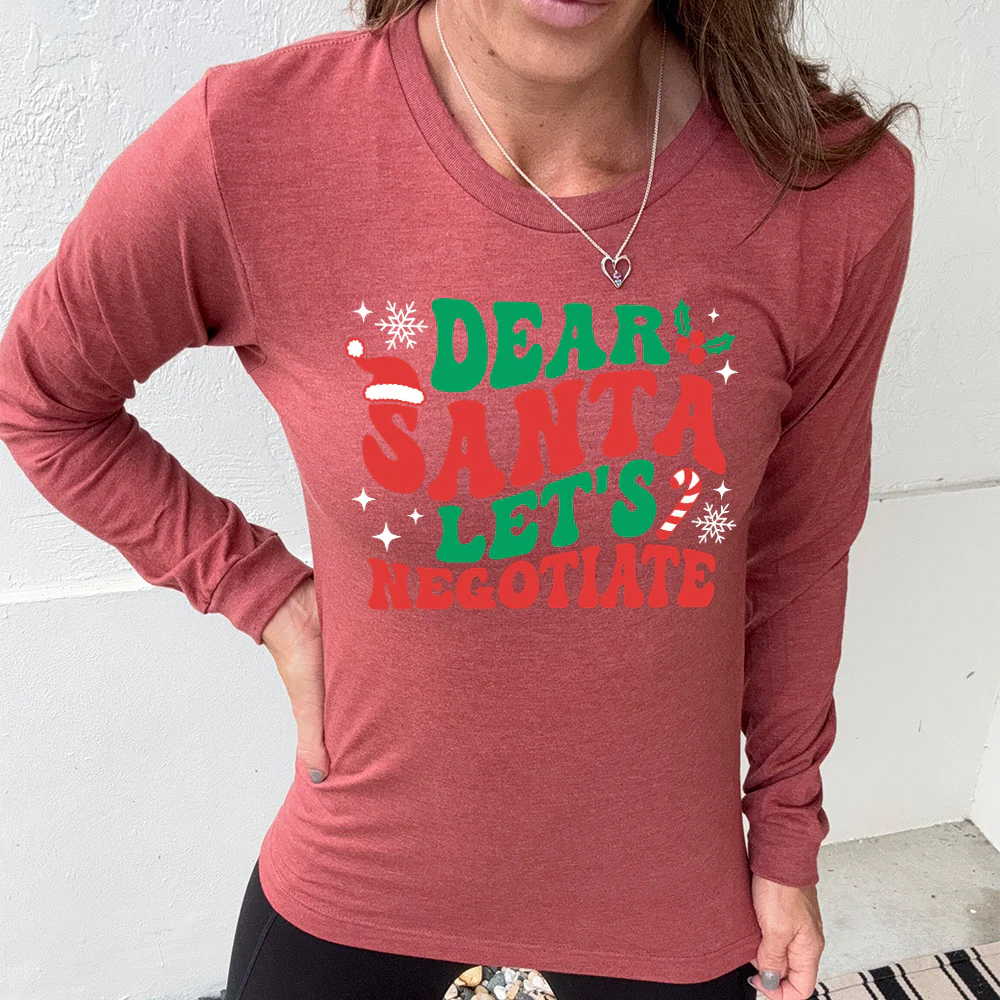 Long Sleeve Tee | Dear Santa Lets Negotiate - Image 5