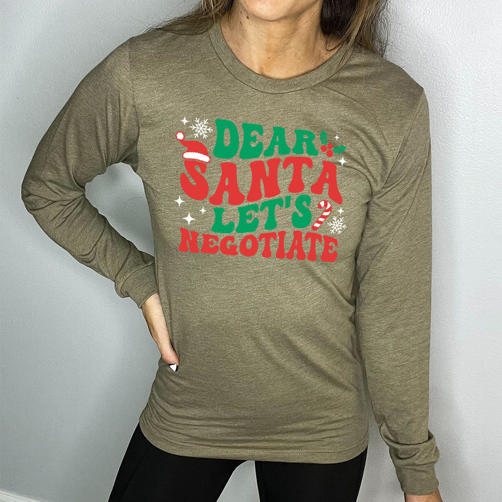 Long Sleeve Tee | Dear Santa Lets Negotiate - Image 6