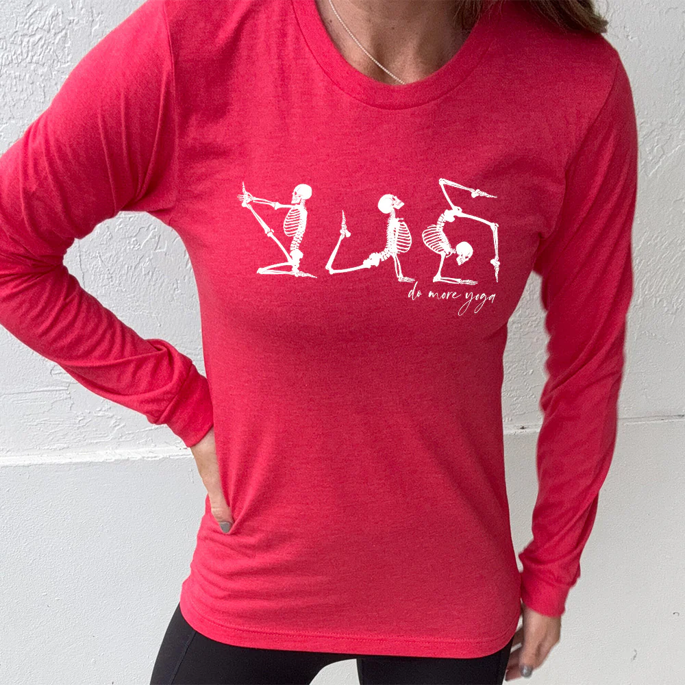 Long Sleeve Tee | Do More Yoga Skeletons - Image 10