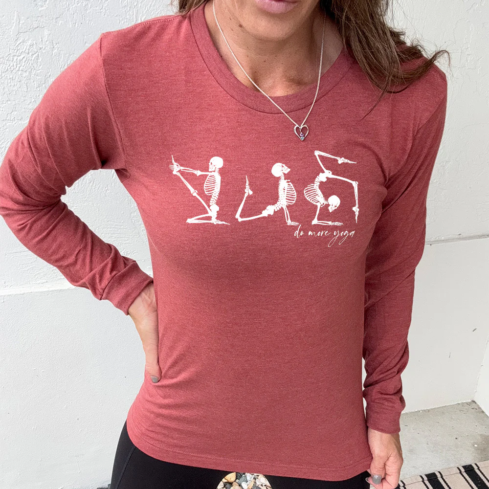 Long Sleeve Tee | Do More Yoga Skeletons - Image 4