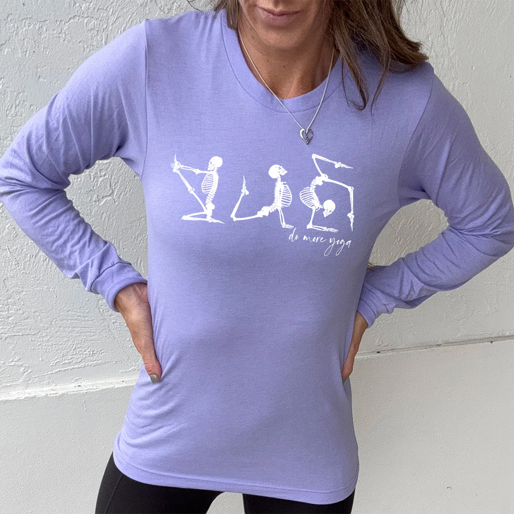Long Sleeve Tee | Do More Yoga Skeletons - Image 5