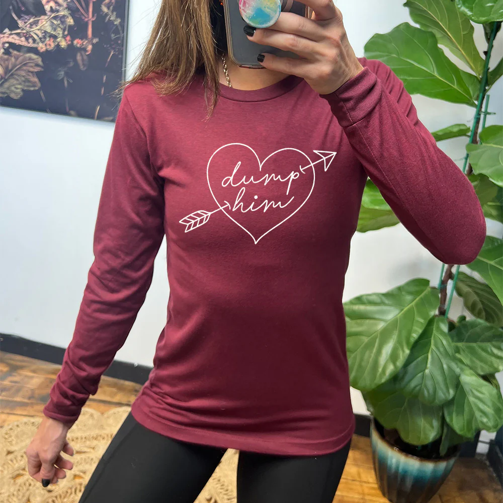 Long Sleeve Tee | Dump Him Cupid Heart - Image 2