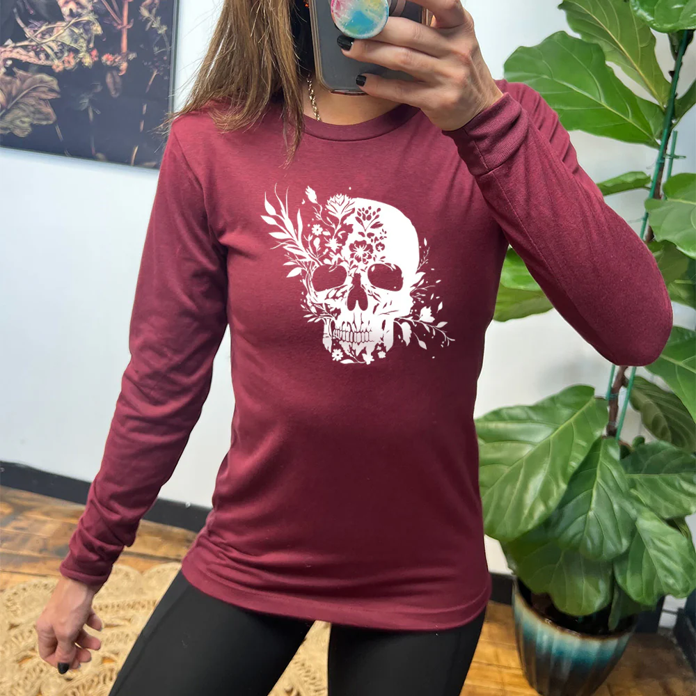 Long Sleeve Tee | Floral Skull - Image 2