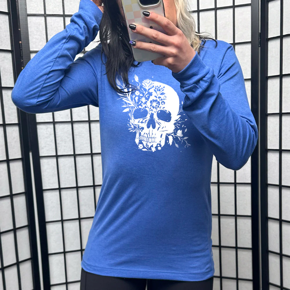 Long Sleeve Tee | Floral Skull - Image 3