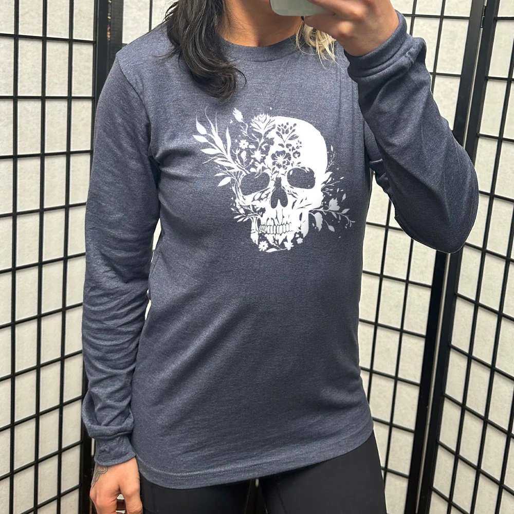 Long Sleeve Tee | Floral Skull - Image 6
