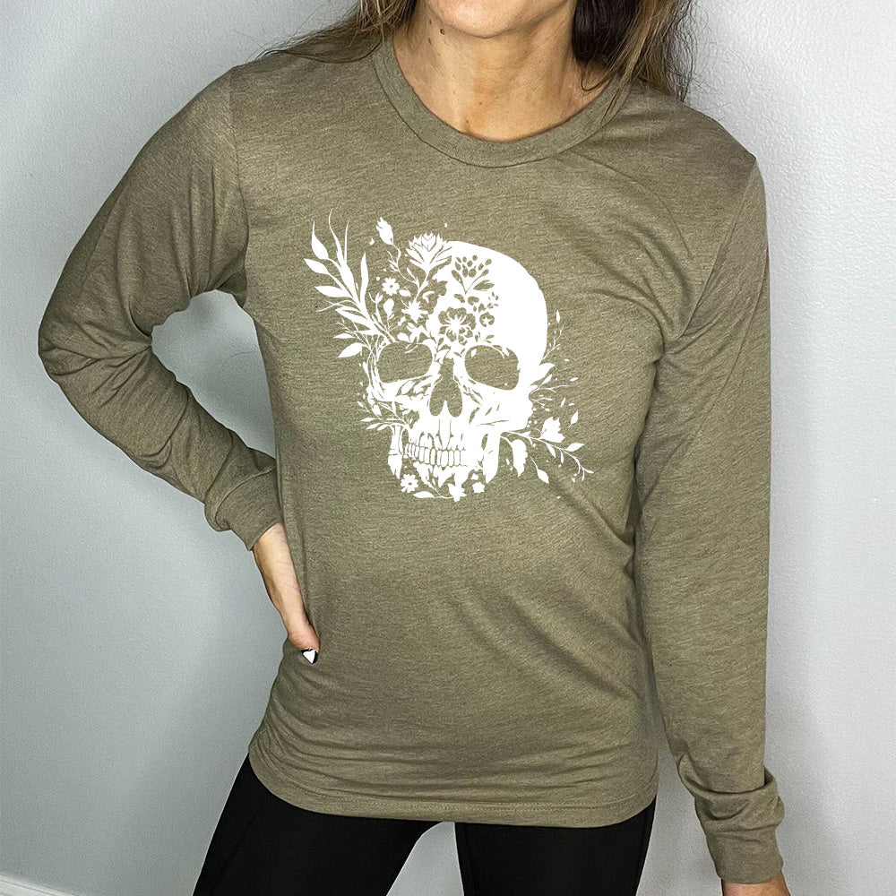Long Sleeve Tee | Floral Skull - Image 7