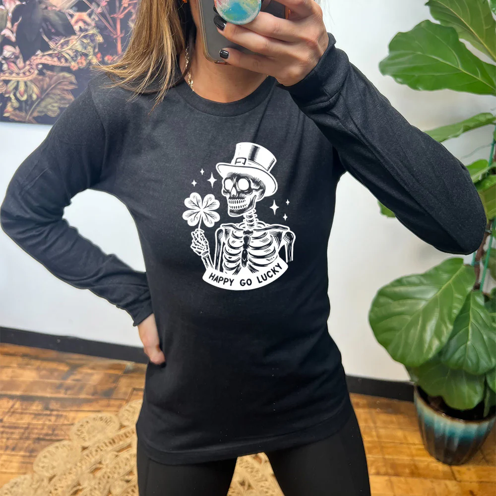 Long Sleeve Tee | Happy Go Lucky Skeleton