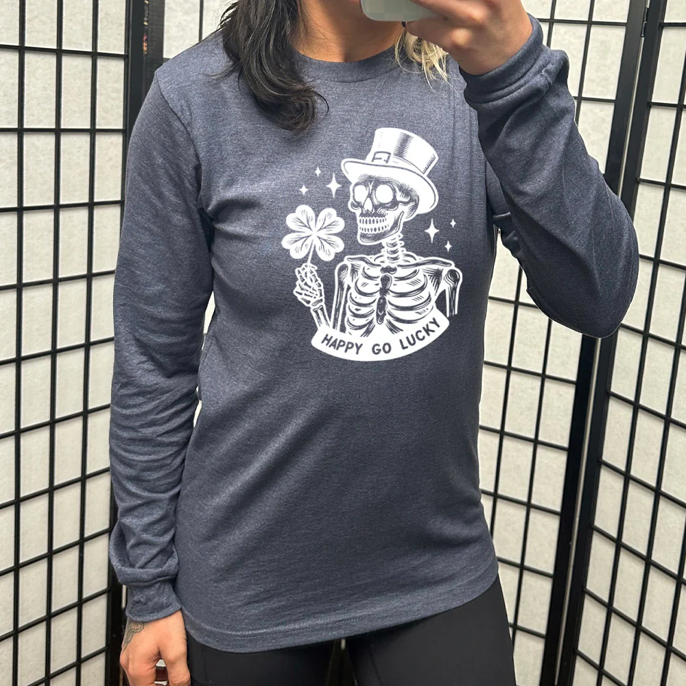 Long Sleeve Tee | Happy Go Lucky Skeleton - Image 6