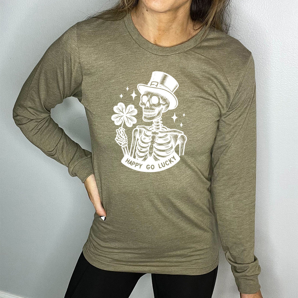 Long Sleeve Tee | Happy Go Lucky Skeleton - Image 7