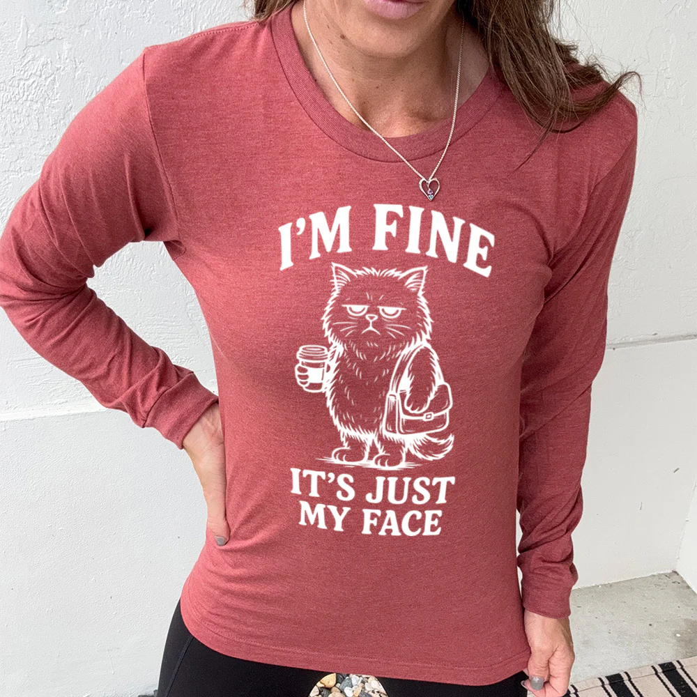 Long Sleeve Tee | I'm Fine It's Just My Face - Image 8