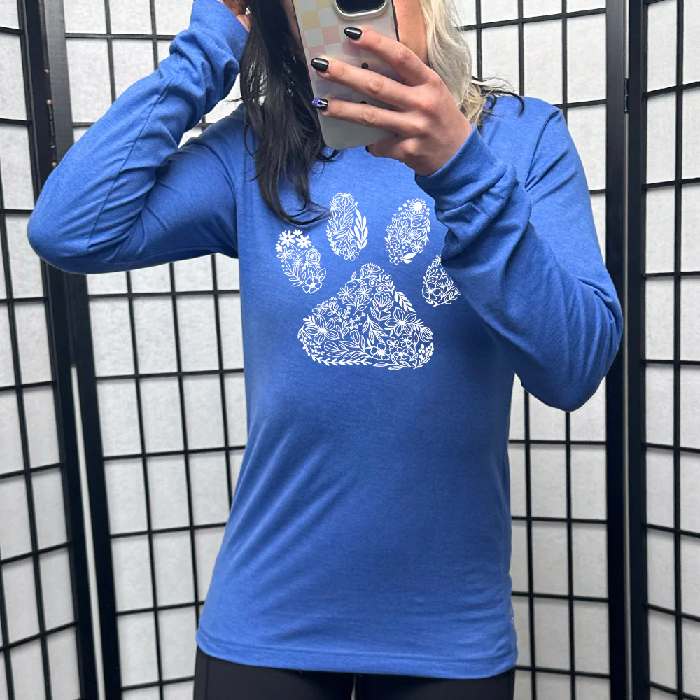 Long Sleeve Tee | Paw Floral Design - Image 3