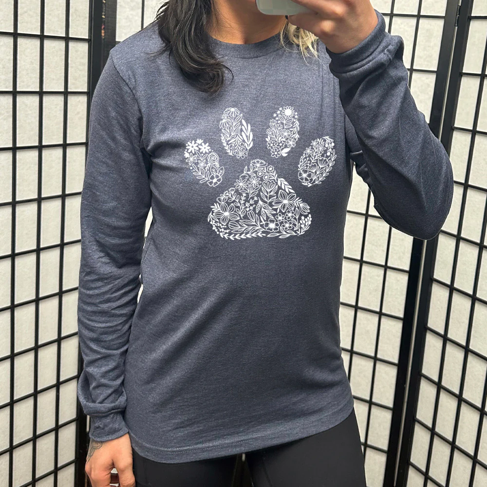Long Sleeve Tee | Paw Floral Design - Image 6