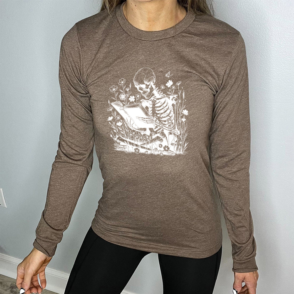 Long Sleeve Tee | Skeleton Reading - Image 5