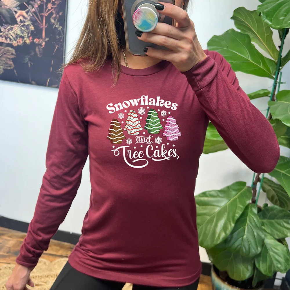 Long Sleeve Tee | Snowflakes & Tree Cakes - Image 2
