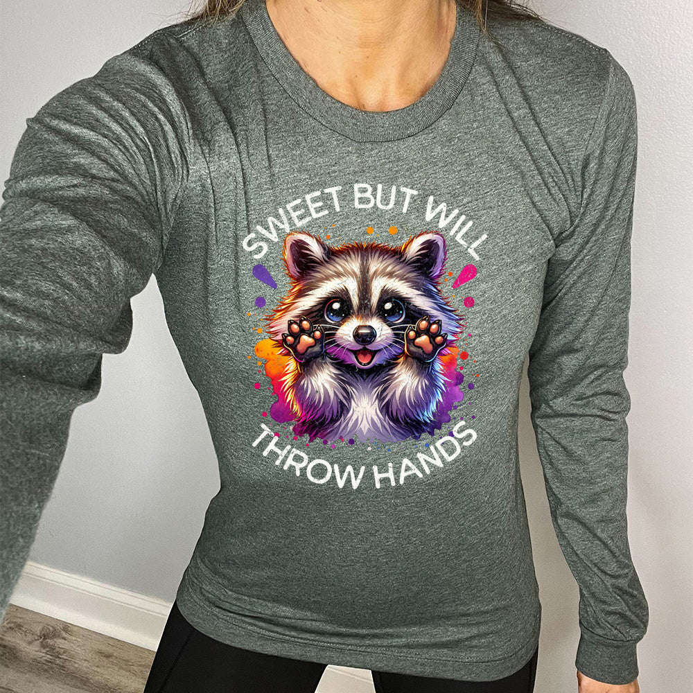 Long Sleeve Tee | Sweet But Will Throw Hands - Image 5