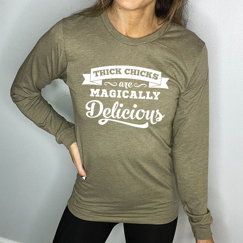 Long Sleeve Tee | Thick Chicks Are Magically Delicious - Image 4
