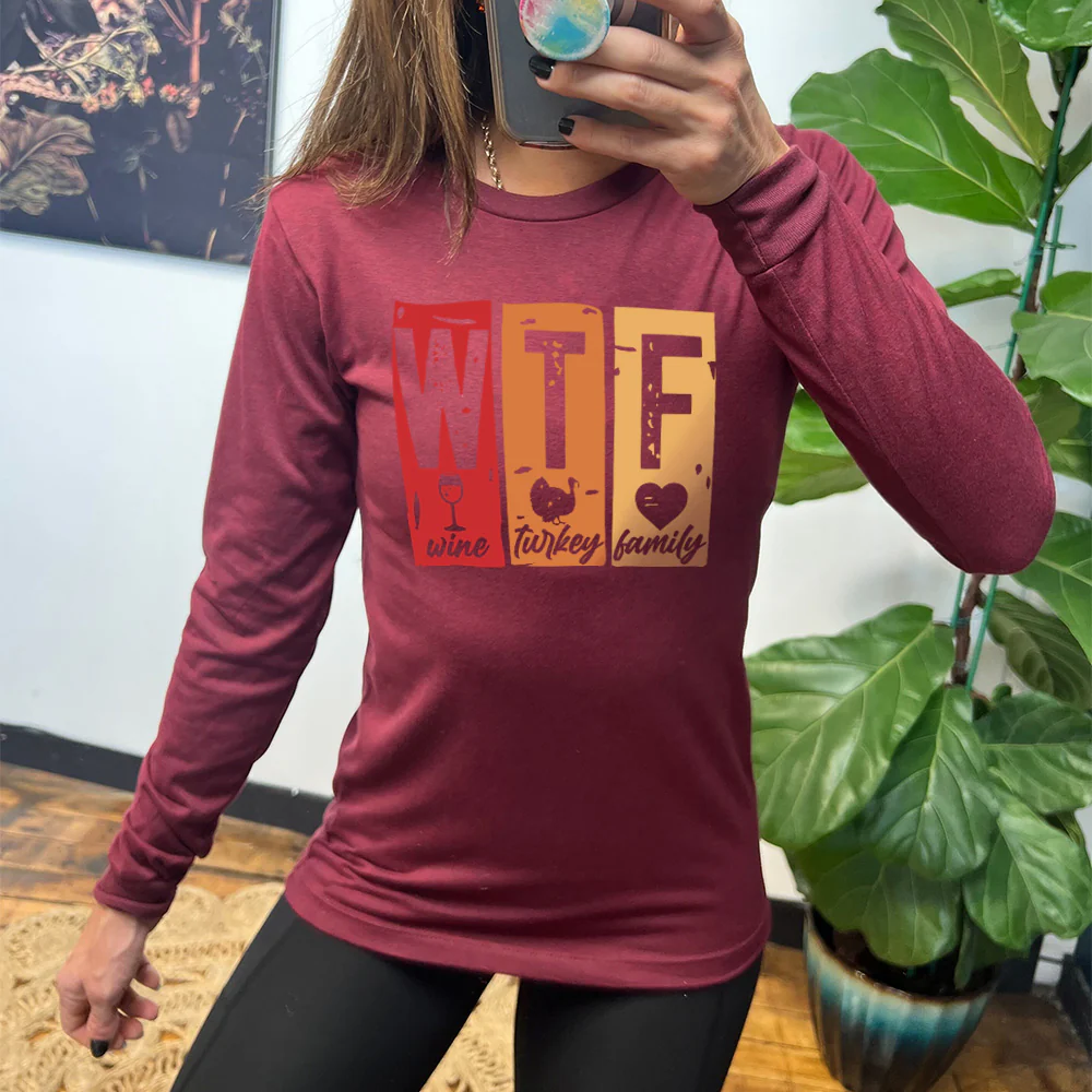 Long Sleeve Tee | WTF Wine Turkey Family - Image 2