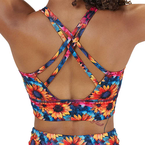 Longline Bra | Watercolor Sunflowers - Image 2