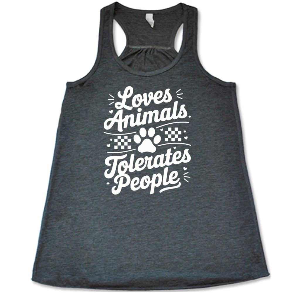 Loves Animals Tolerates People Shirt - Image 2