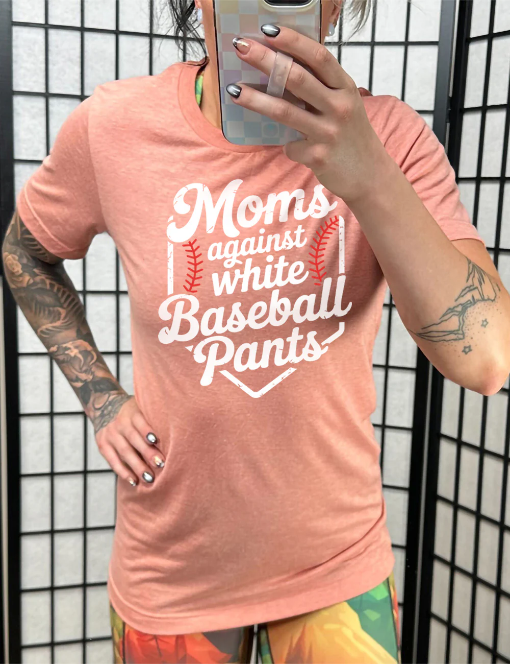 Moms against white Baseball Pants Shirt Unisex - Image 11